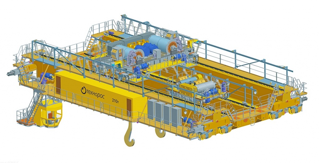 Bridge metallurgical pouring crane with lifting capacity 210 t (3D-model)