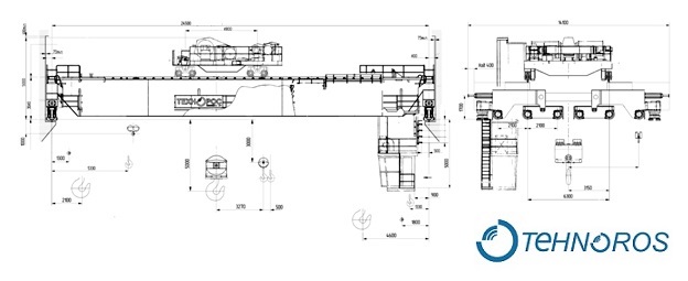Metallurgical foundry bridge crane