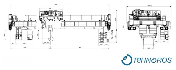 Metallurgical foundry bridge crane