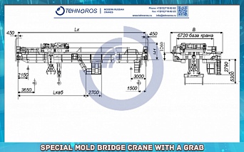 Special mold bridge crane with a grab